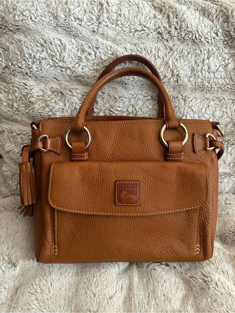 Dooney & Bourke Brown Tan Leather Satchel - Chestnut Brown